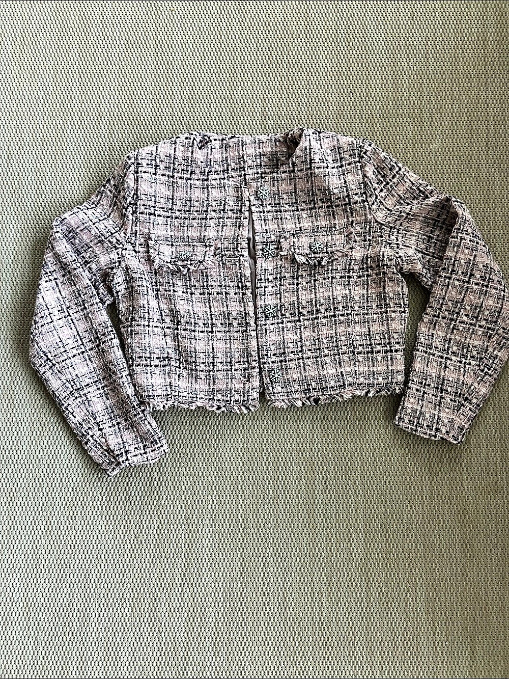 Target Plaid Cropped Jacket in Pink & Black Size S Like New